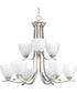 Laird 9-Light Etched Glass Traditional Chandelier Light Brushed Nickel