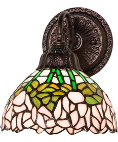 8" Wide Tiffany Cabbage Rose Wall Sconce
