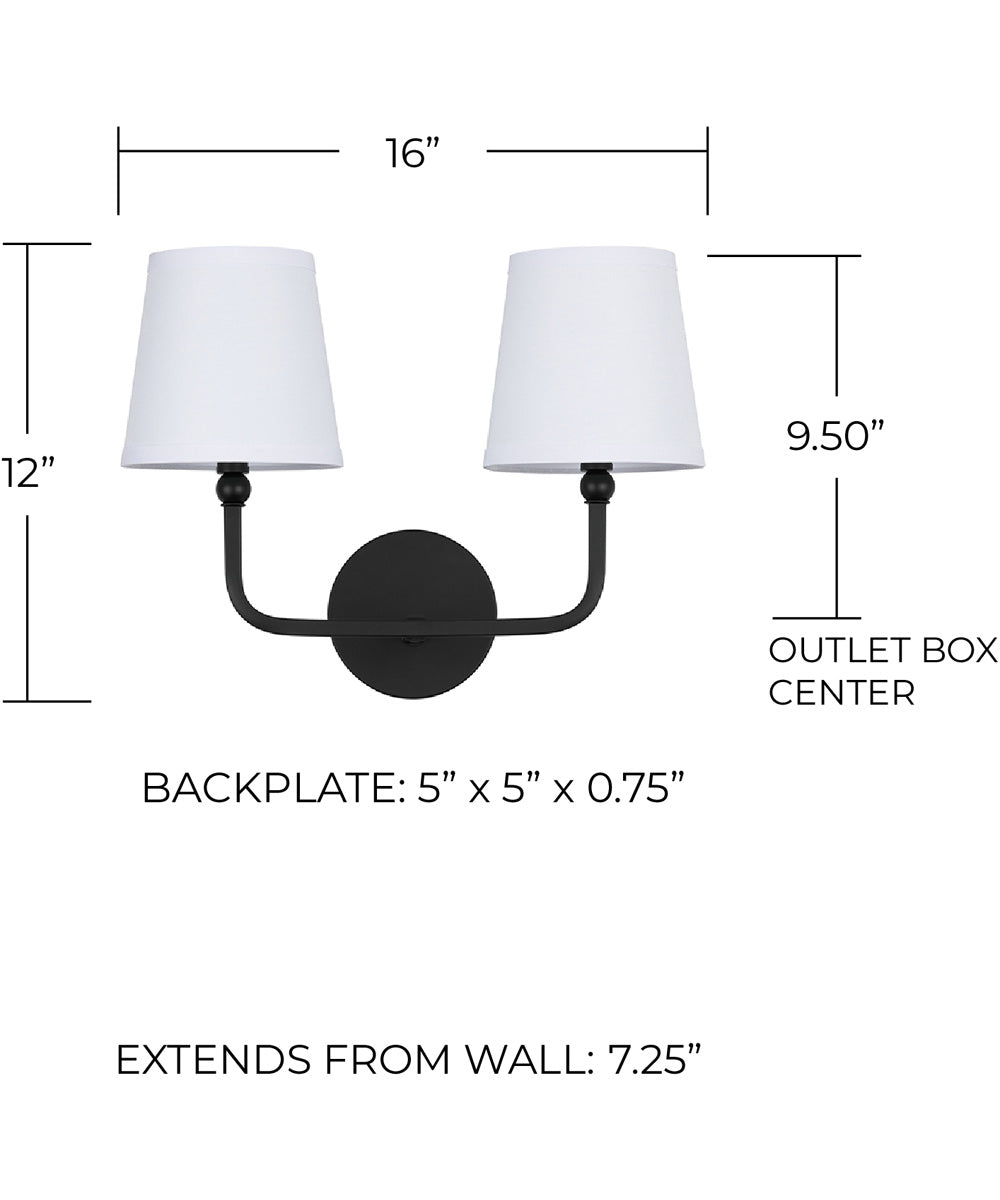 Dawson 2-Light Vanity Matte Black