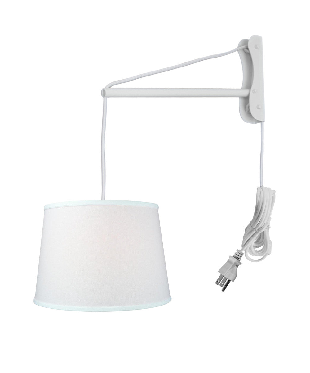 16"W MAST Plug-In Wall Mount Pendant 2 Light White Cord/Arm with Diffuser White Shade