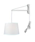 16"W MAST Plug-In Wall Mount Pendant 2 Light White Cord/Arm with Diffuser White Shade