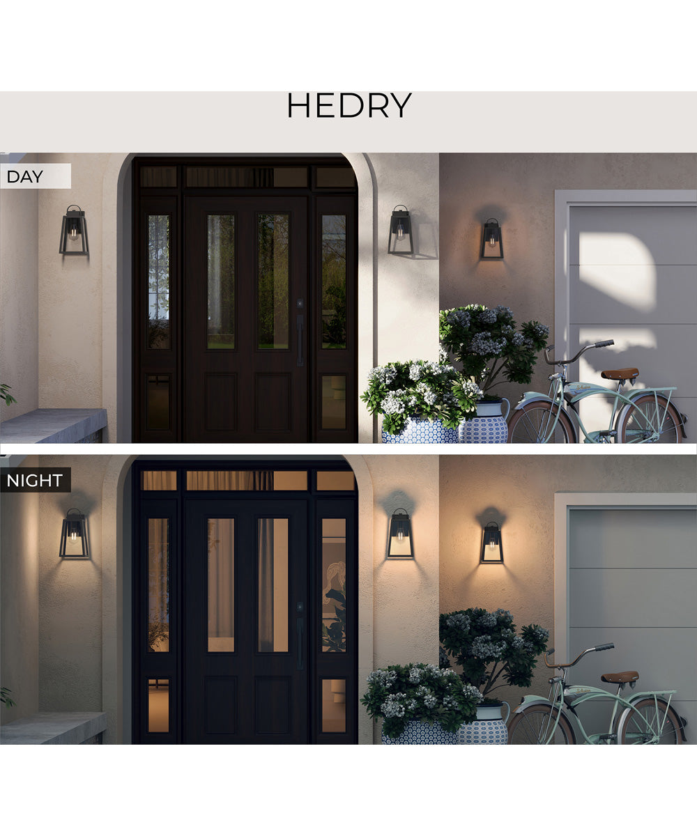 Hedry Large Outdoor Wall Lantern with Clear Glass Panels Matte Black