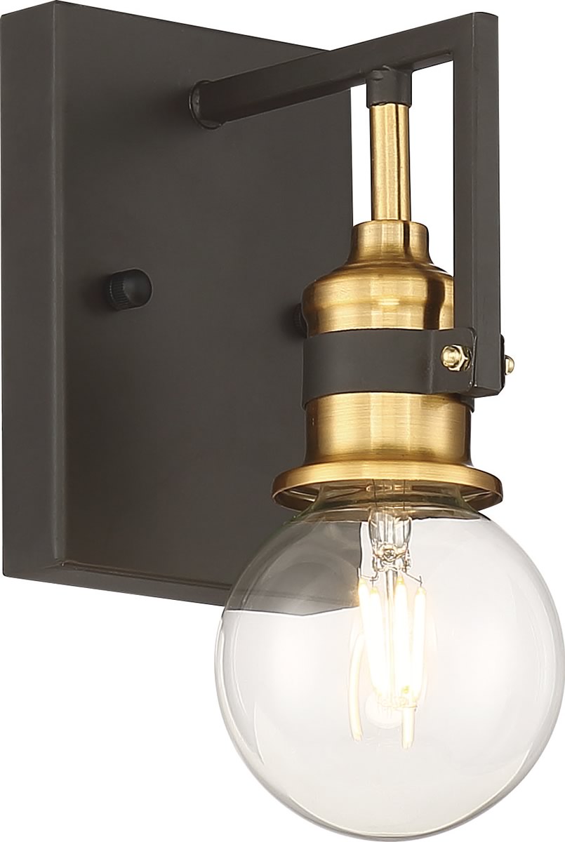 5"W Intention 1-Light Vanity & Wall Warm Brass / Black