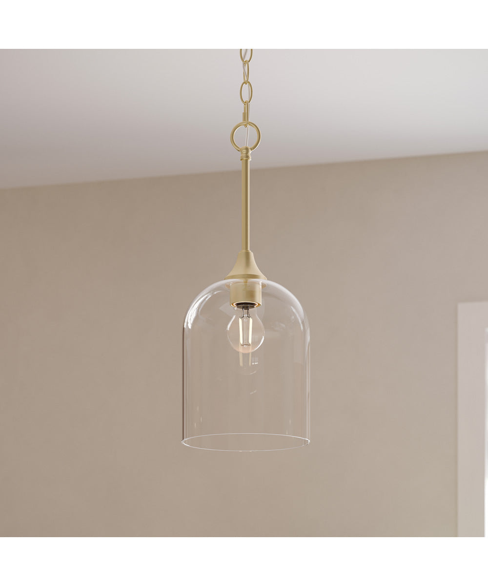 Ilia 1-Light Pendant with Clear Glass Shade Brushed Gold