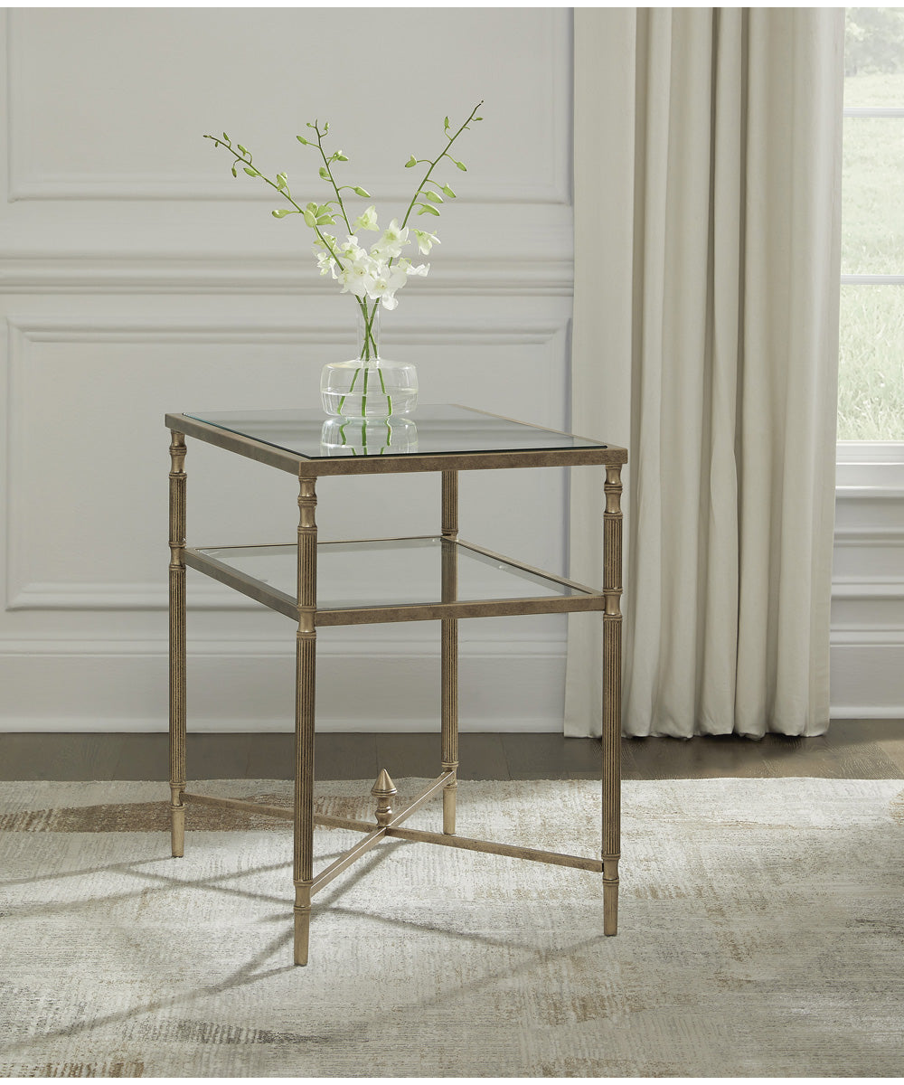 Cloverty Rectangular End Table Aged Gold