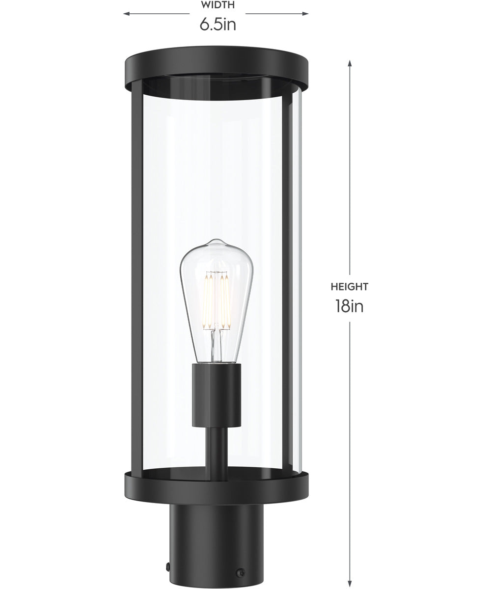 Kagen Outdoor Post Light with Clear Glass Panels Matte Black