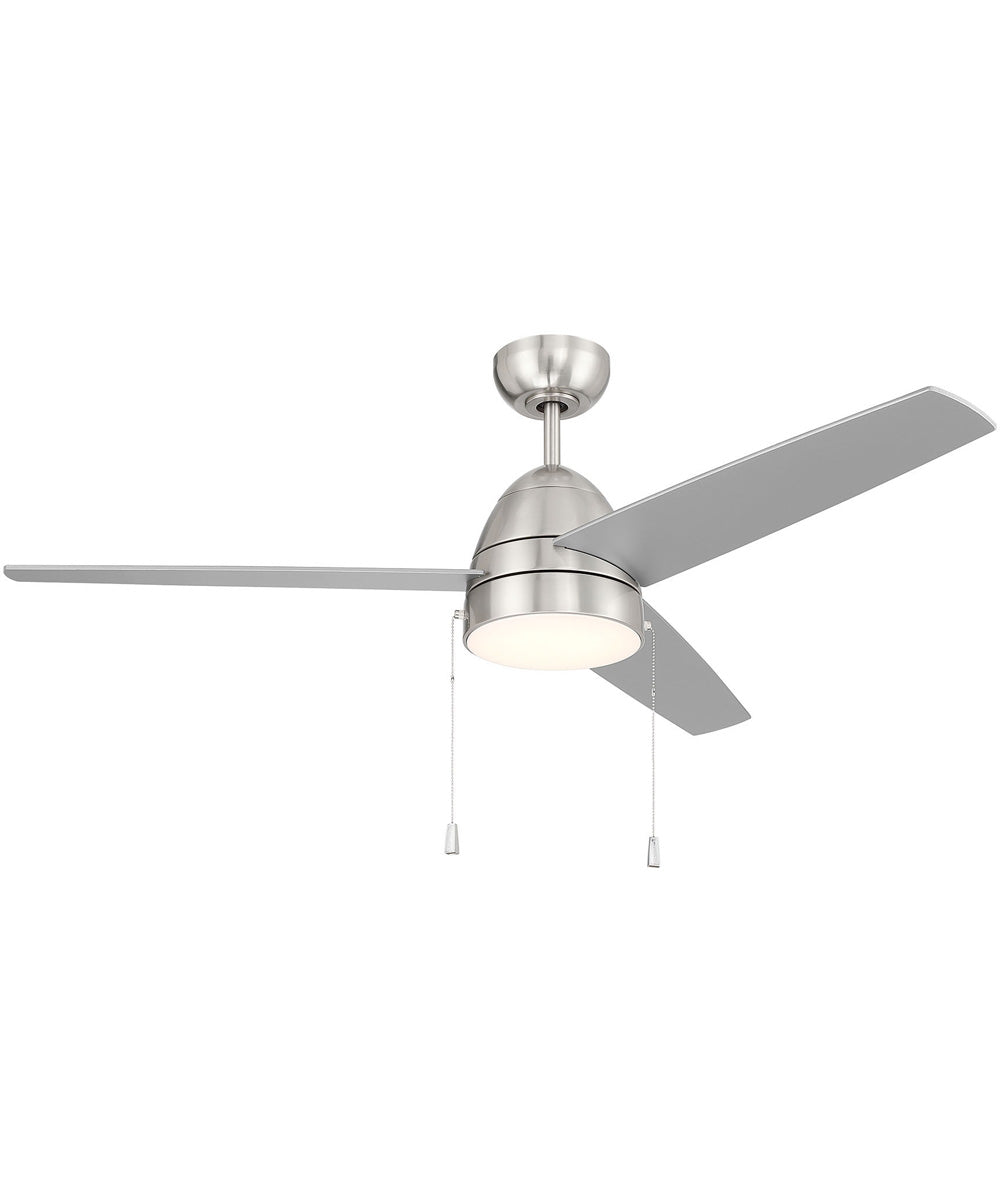 Cozy 52" 3-Blade Ceiling Fan 1-Light Fan Brushed Polished Nickel