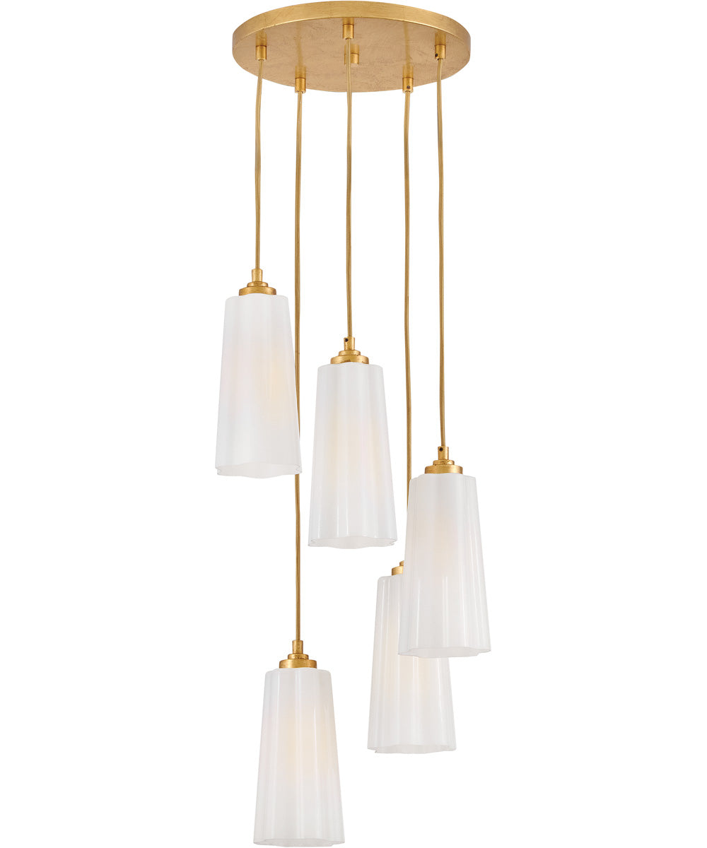 Honey 5-Light Small Chandelier in Distressed Brass