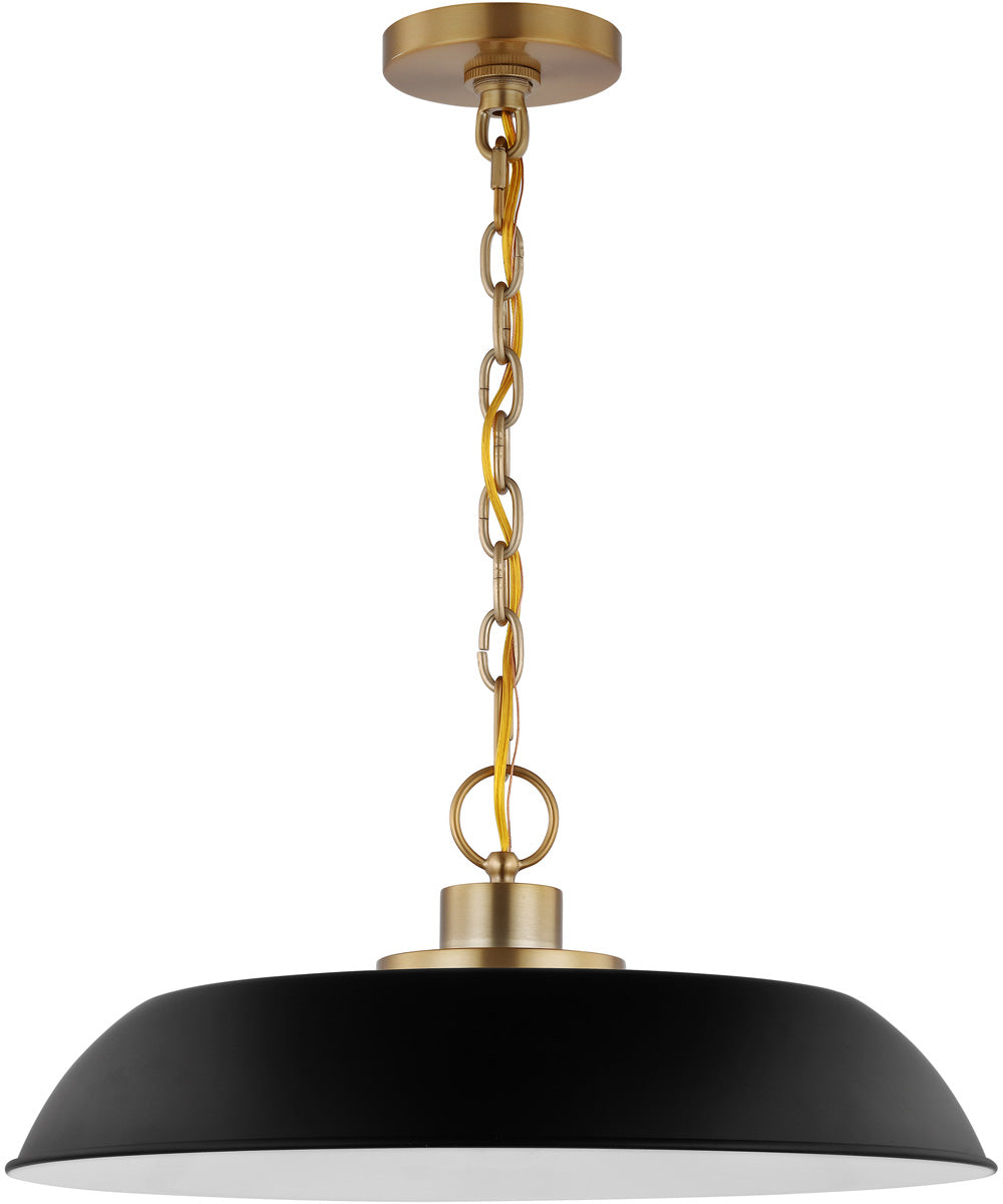 Colony 1-Light Pendant Matte Black / Burnished Brass
