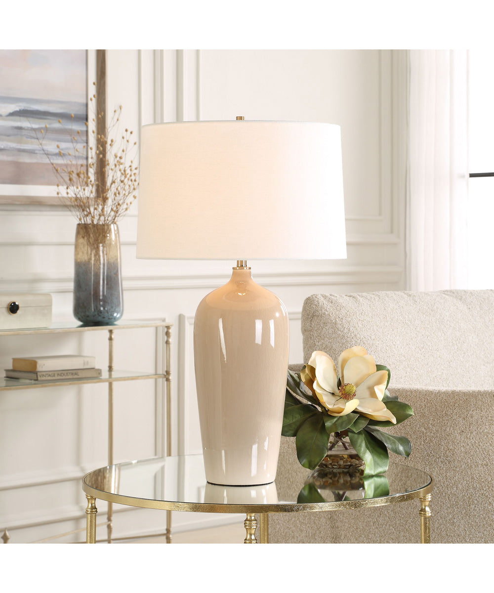 Ceramic Table Lamp with Crackled Gray Glaze