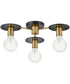 Bobbie 3-Light Medium Three Light Semi-Flush Mount in Lacquered Brass