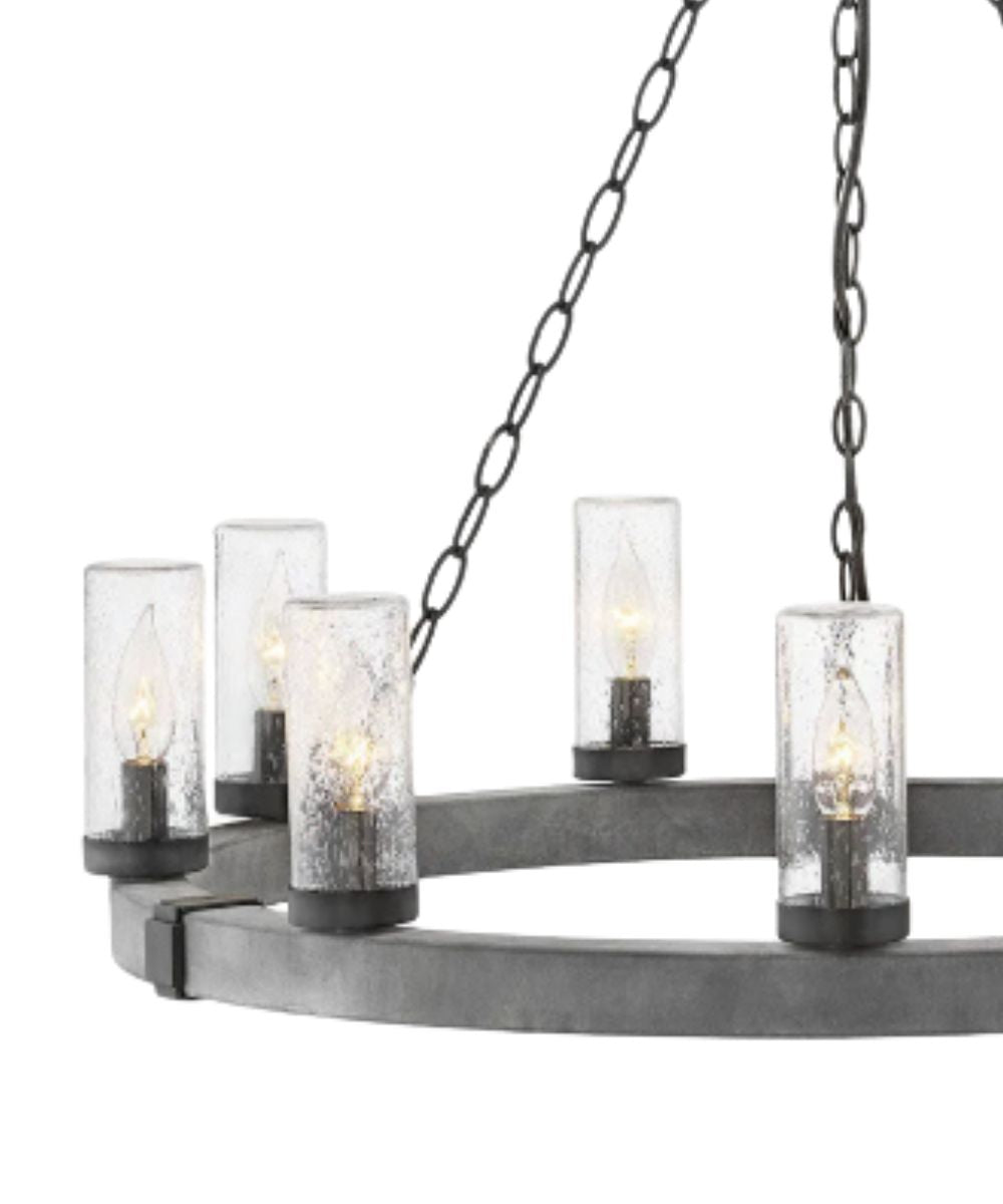 Sawyer 9-Light Large Outdoor Single Tier in Aged Zinc