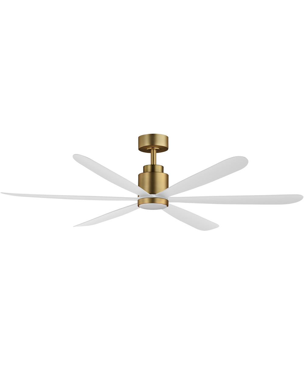 Petals 60 inch 6-Blade Fan w LED White/Natural Aged Brass