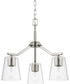 Vertex 3-Light Clear Glass Convertible Chandelier Brushed Nickel