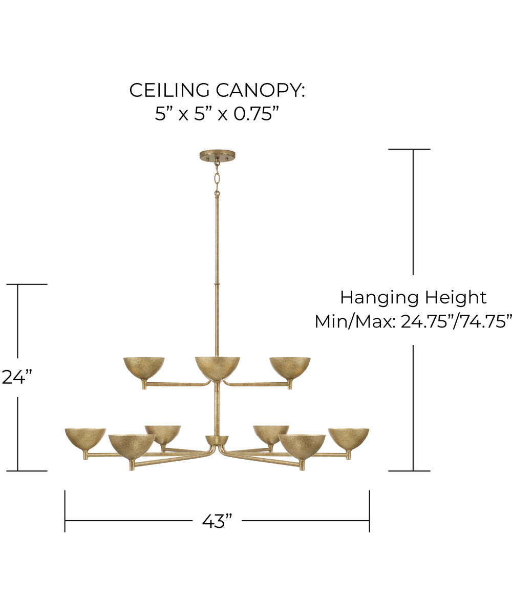 Francesca 10-Light Chandelier Feathered Gold
