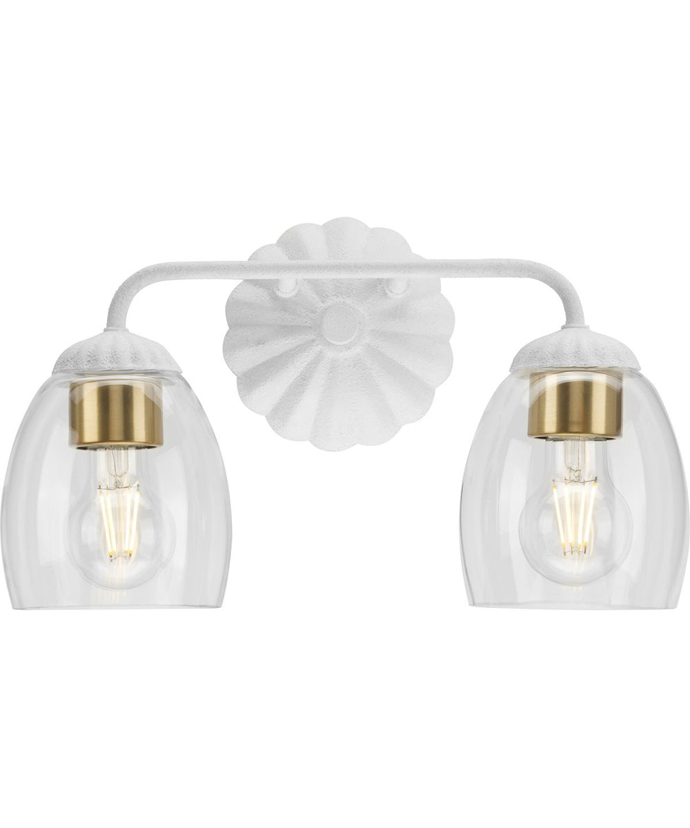 Quillan 2-Light Transitional Bath & Vanity Light White Plaster