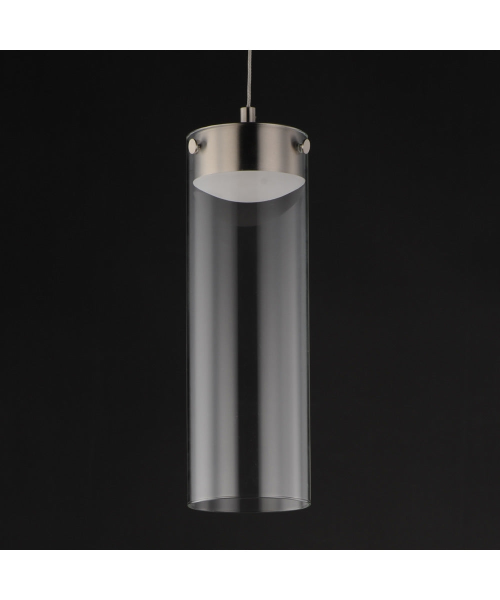Highball Clear LED Pendant Satin Nickel