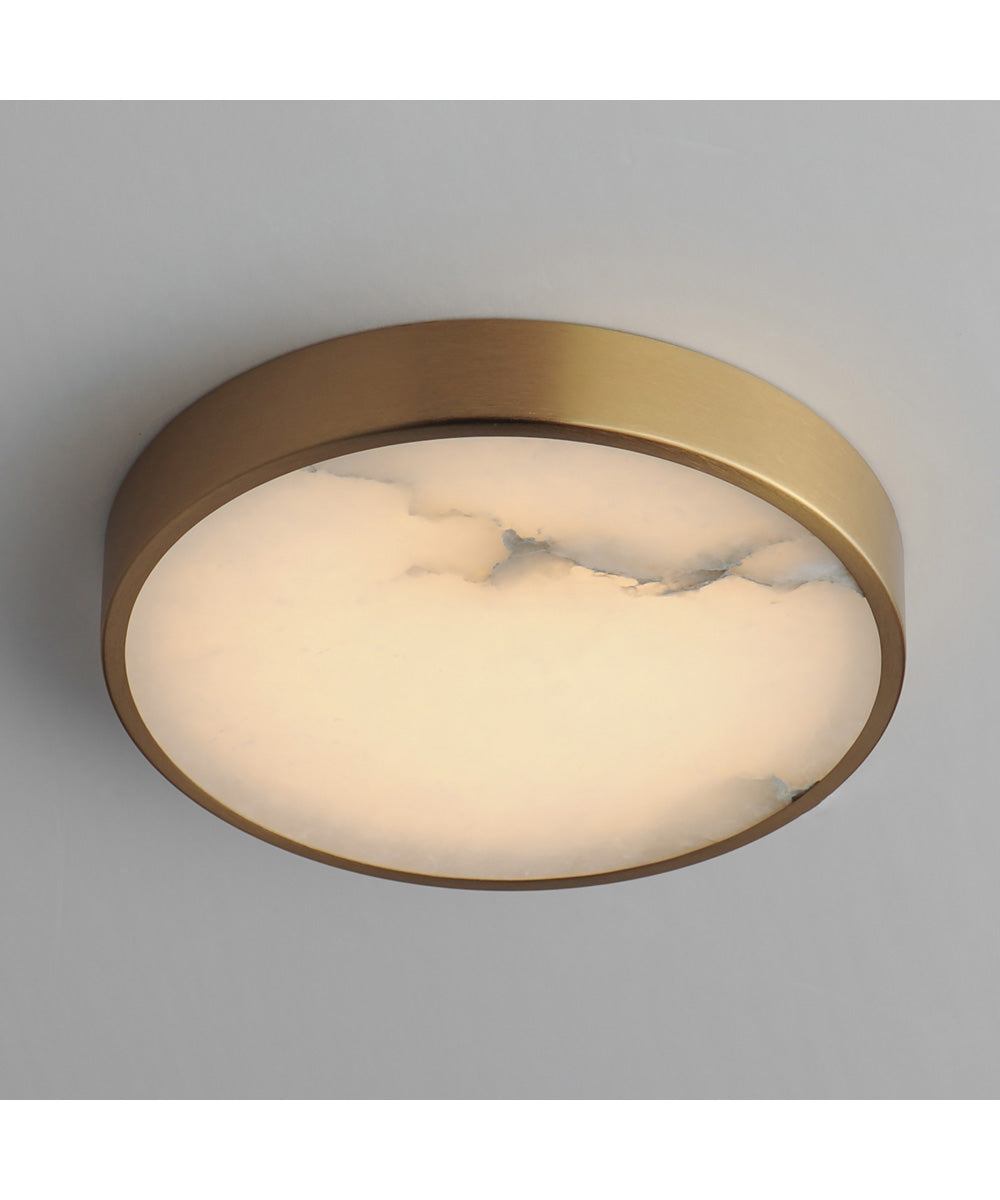 Slab 7 inch LED Alabaster Flush Mount Natural Aged Brass