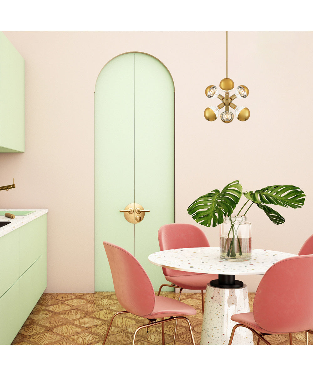 Gambit 6 Light Pendant Brushed Gold