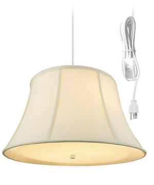 19"W 2 Light Swag Plug-In Pendant  Egg Shell with Diffuser White Cord