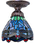 7" Wide Tiffany Hanginghead Dragonfly Flushmount Light