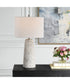 Distressed Ceramic Tapered Table Lamp with White Linen