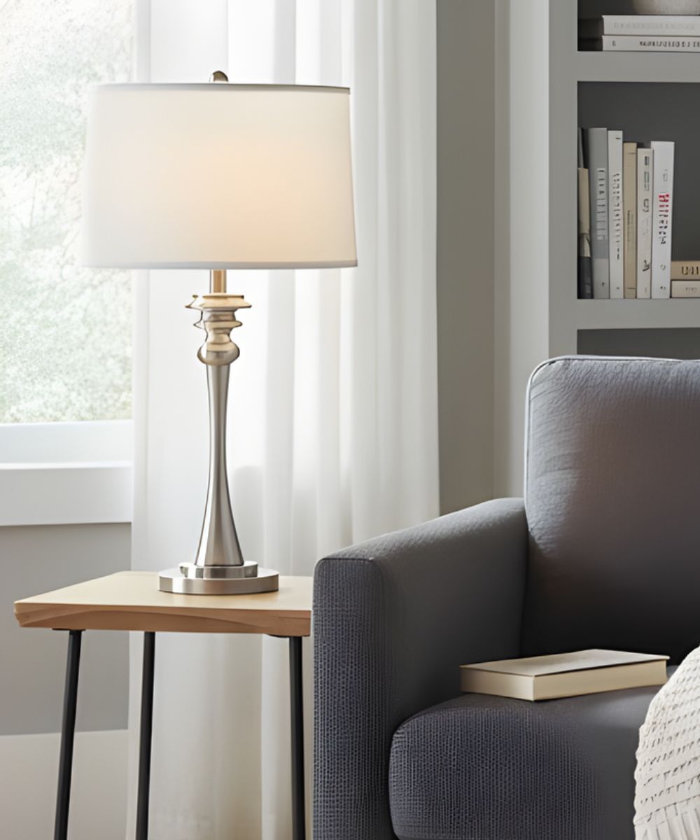 29"H 1-Light Table Lamp Antique Nickel/Polished Nickel