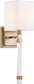 5"W Tompson 1-Light Vanity & Wall Burnished Brass / White