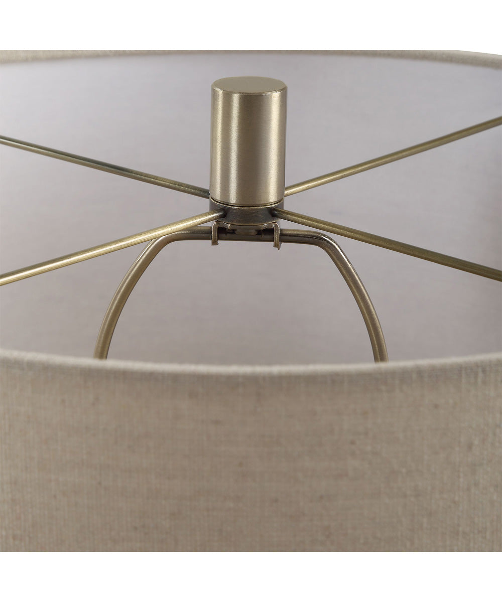 Ceramic Table Lamp Textured Moss Green and Beige Linen