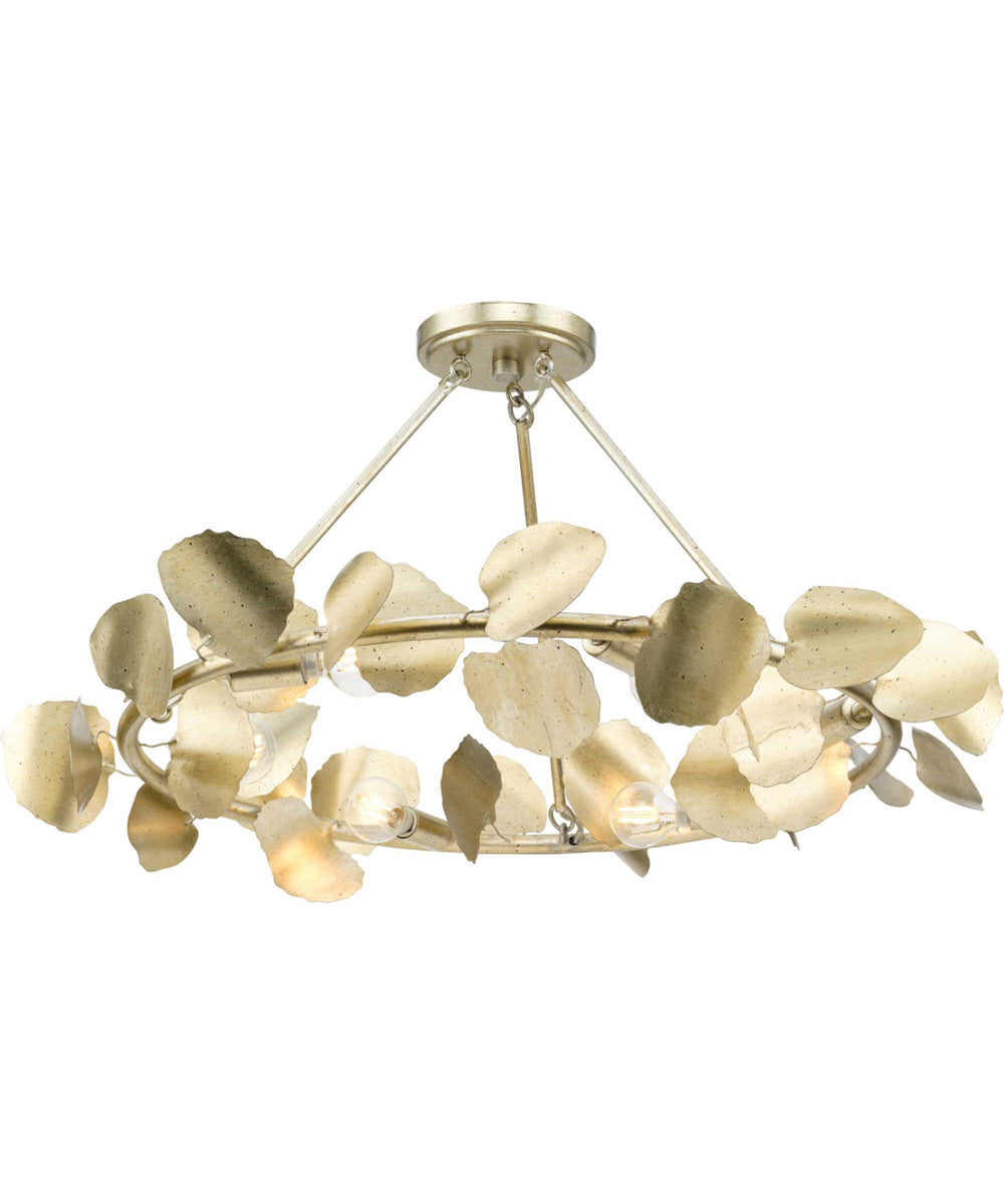 Laurel 28 in. 6-Light Transitional Flush Mount Gilded Silver