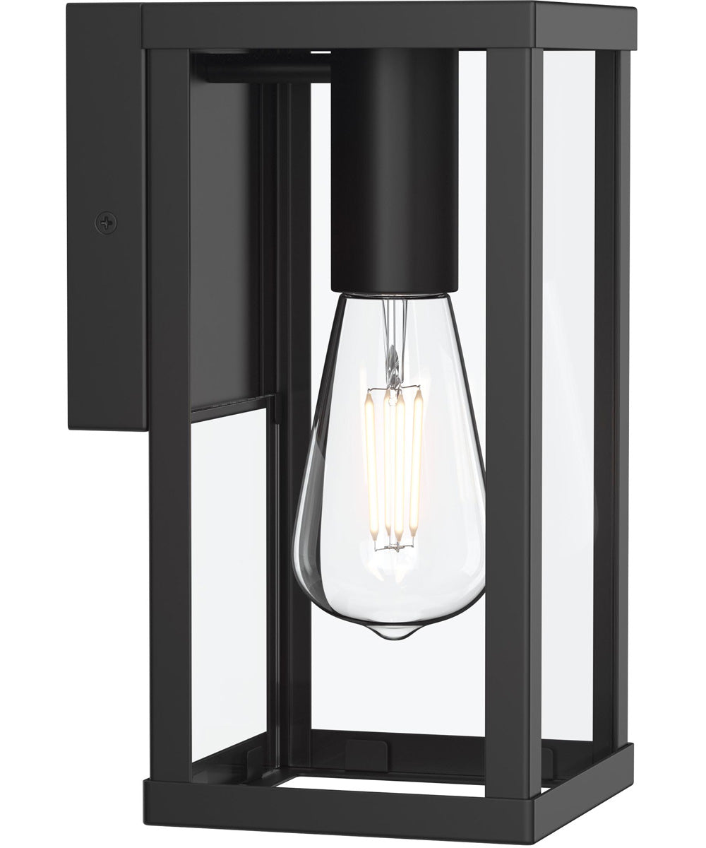 Ryle 1-Light Small Wall Lantern with Clear Glass Panels Matte Black