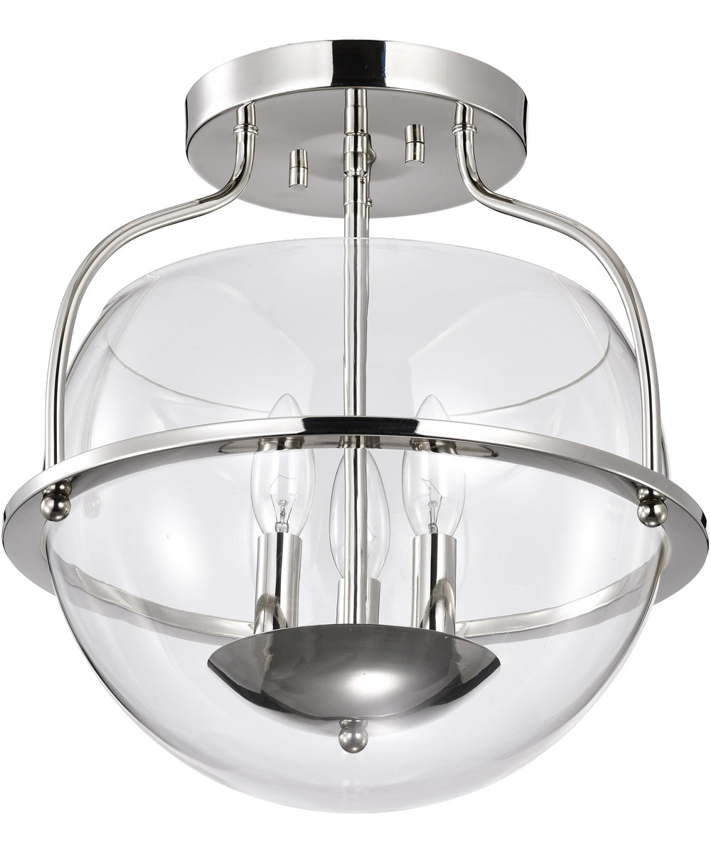 Amado 3-Light Close-to-Ceiling Polished Nickel