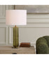 Table Lamp with Transparent Olive Green Glsas and Brass Plated Accents