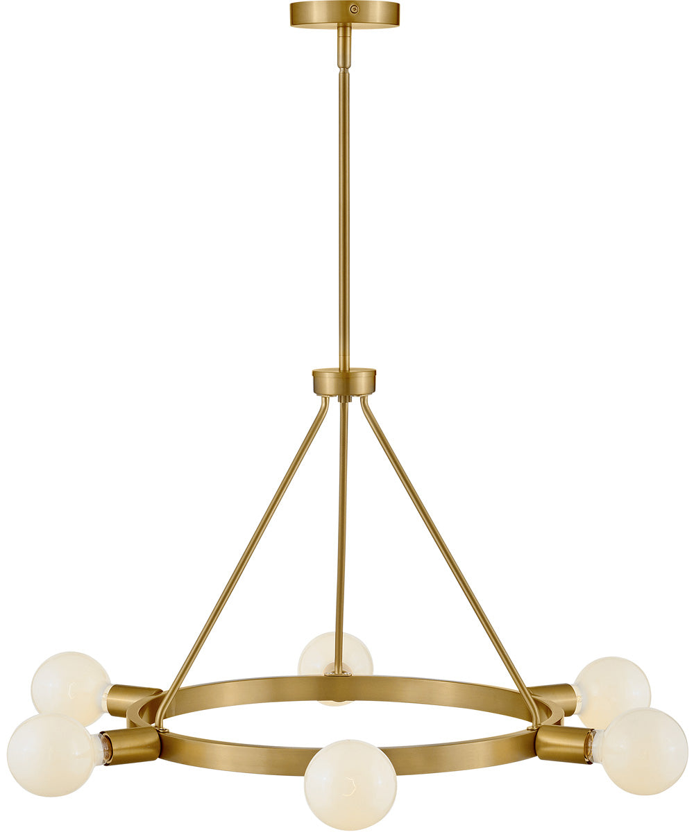 Orla 6-Light Medium Single Tier Chandelier in Lacquered Brass