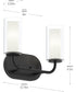 Mack 2-Light Vanity Light with Layered Glass Shades Matte Black