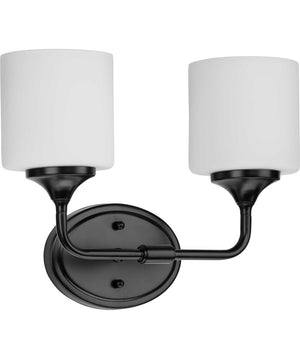 Lynzie 2-Light Etched Opal Glass Modern Bath Vanity Light Matte Black