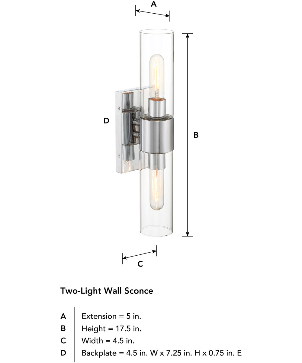 Anton 2 Light Wall Sconce  Chrome