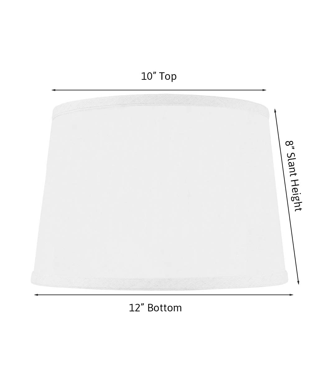 10x12x8 Hardback Shallow Drum Lamp Shade White Linen