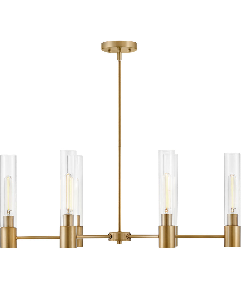 Shea 6-Light Small Linear Chandelier in Lacquered Brass