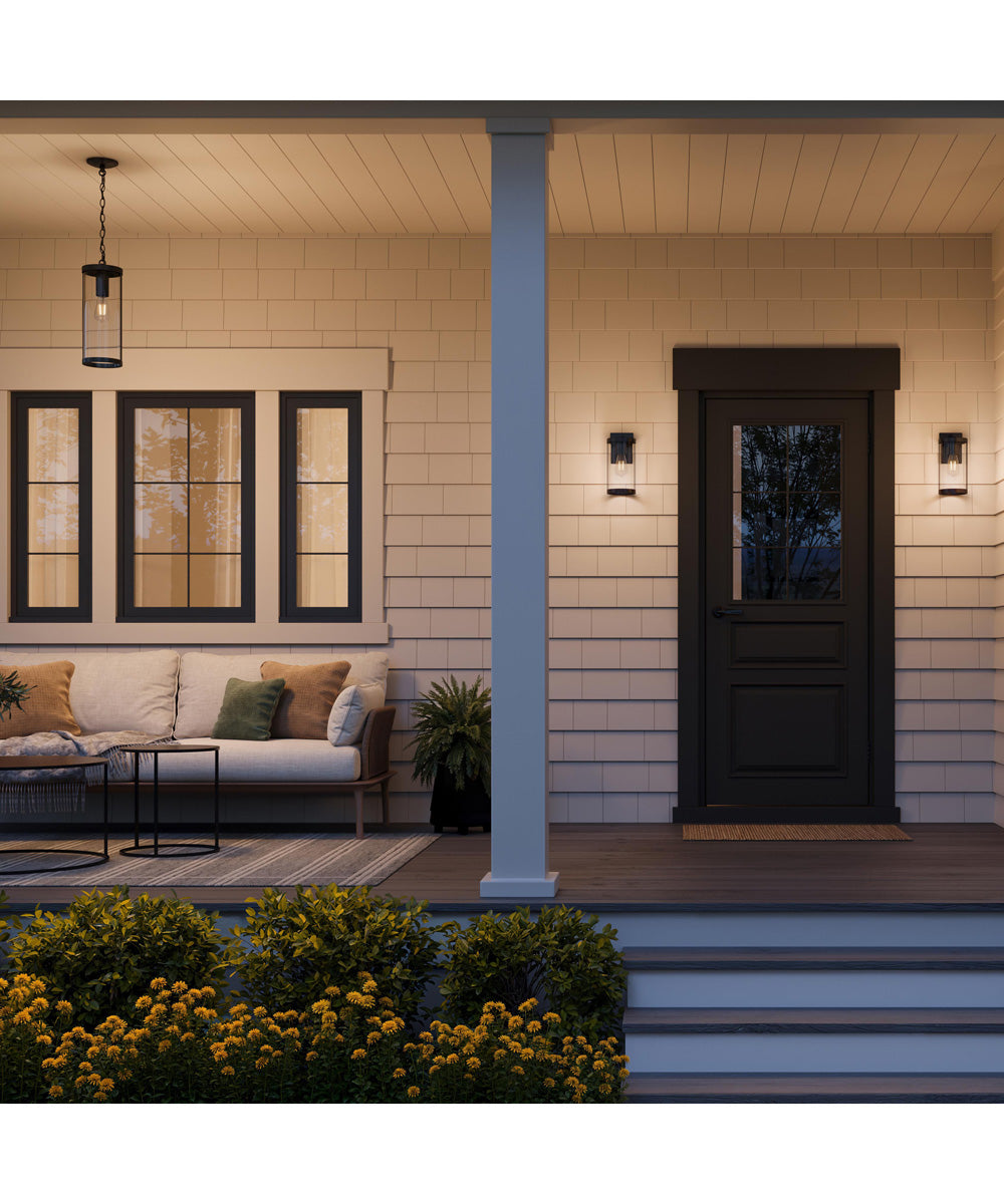 Kagen Medium Outdoor Wall Light with Clear Glass Panels Matte Black