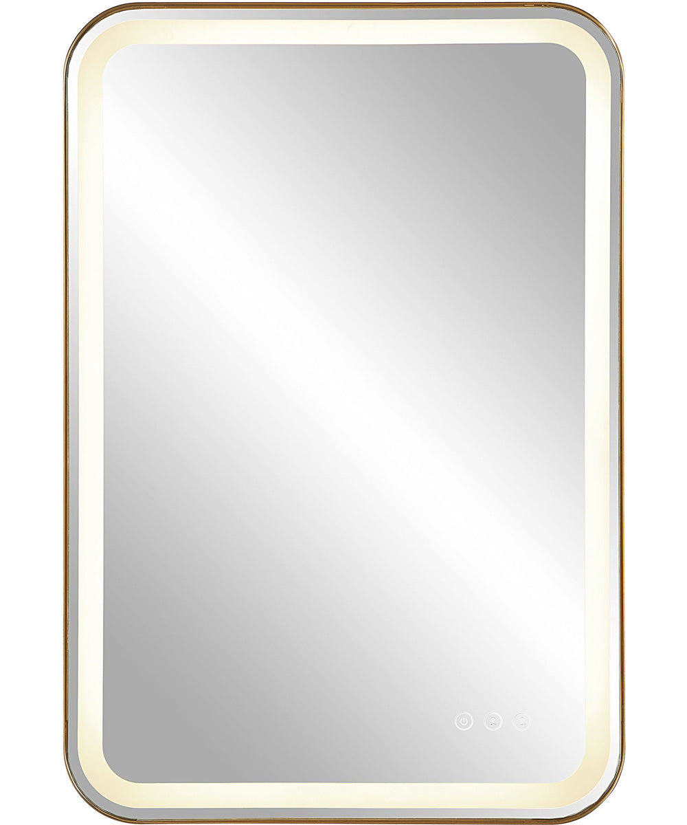 Crofton Lighted Brass Vanity Mirror