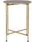 Accent Table with Gold Frame and Dark Travertine Marble