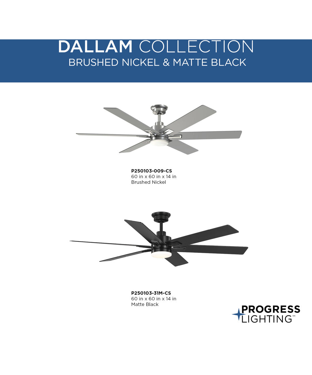 Dallam 60 in. 6-Blade Ceiling Fan with Integrated CCT-LED Light Matte Black