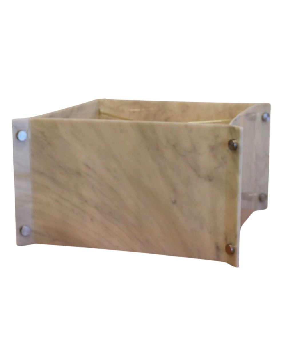 Pop Steady 15x15x9 Faux Marbled Alabaster Shallow Drum Square Lampshade