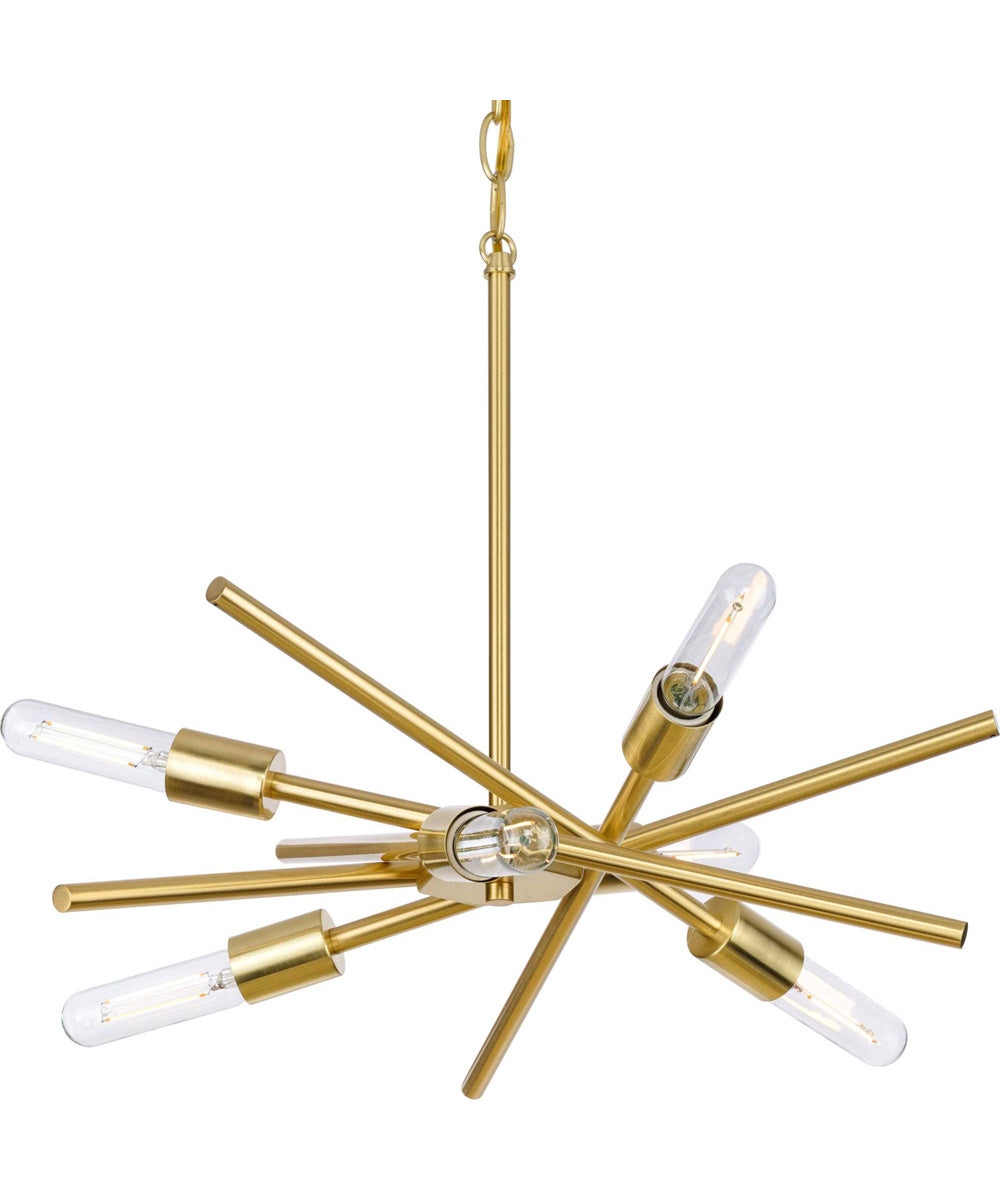 Astra 6-Light 22" Modern Chandelier Satin Brass