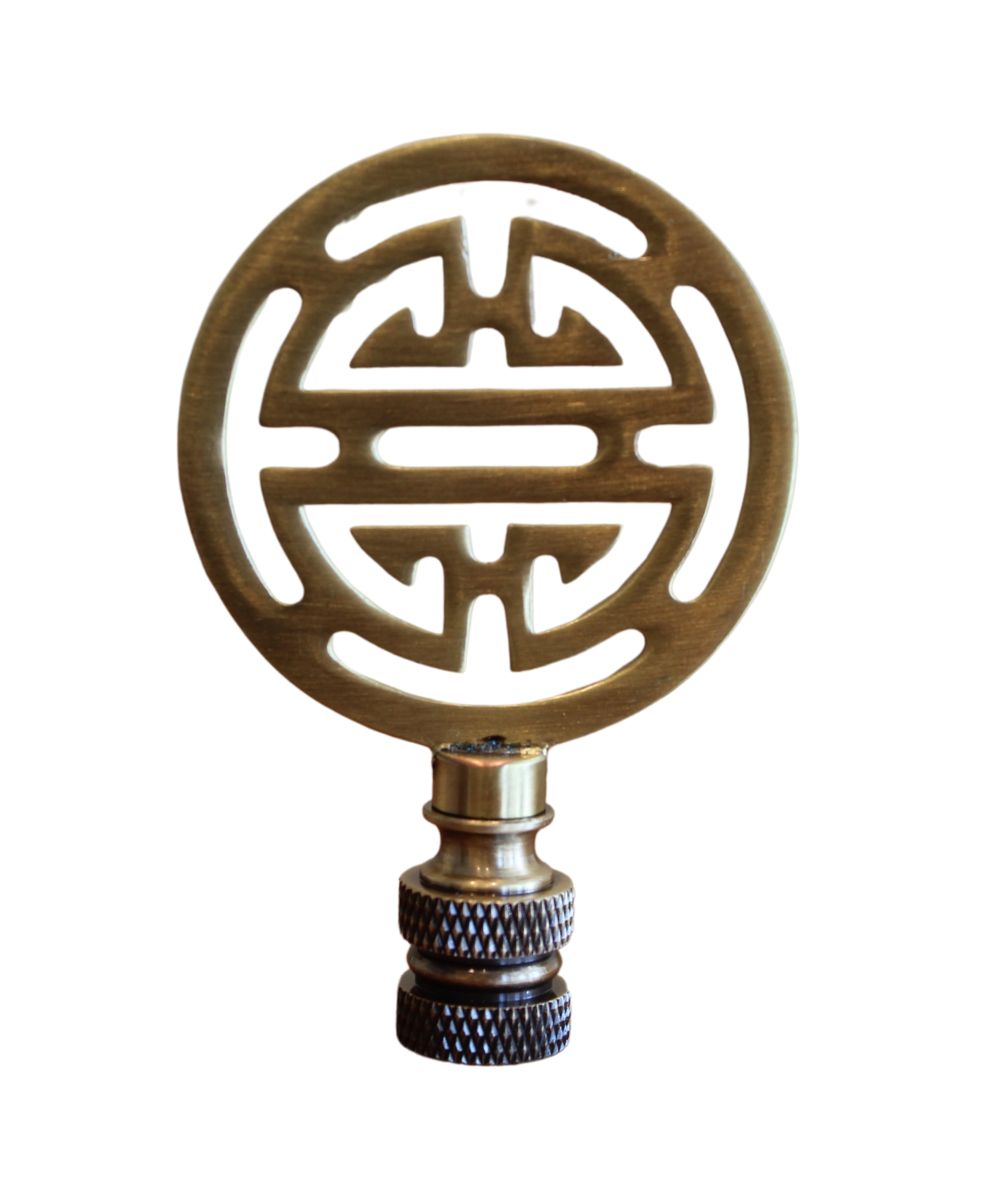 Vintage Scroll Solid Brass Lamp Finial Antique Brass, 2.8"h