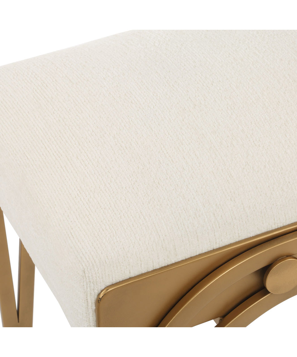 Accent Furniture with Fabric Cushion Antique Brushed Brass