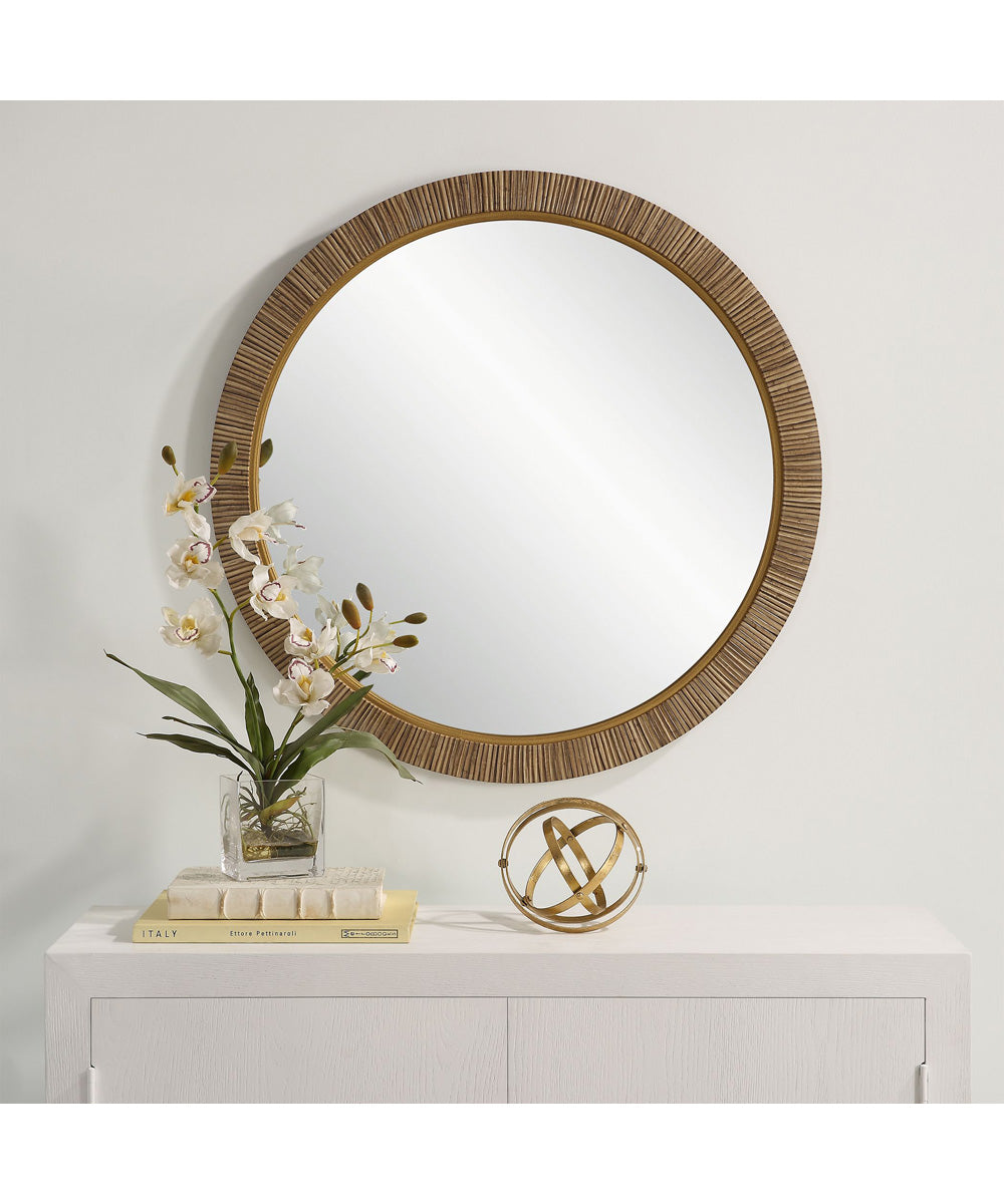30x30" Wall Mirror Texturde Rattan-Effect