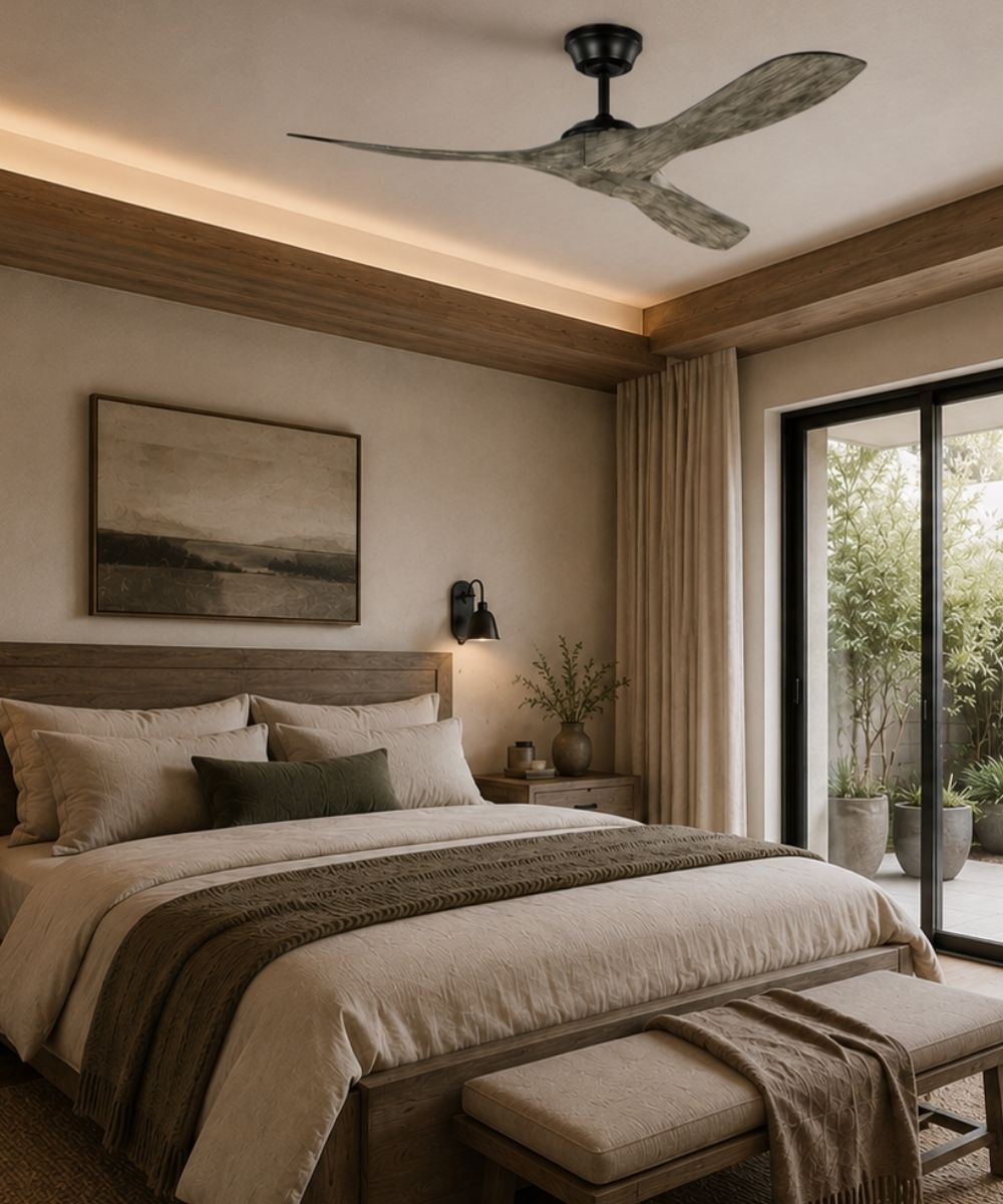60" Edge Coastal 3-Blade Indoor/Outdoor Ceiling Fan Aged Pewter with Light Grey Weathered Oak Blades with Remote