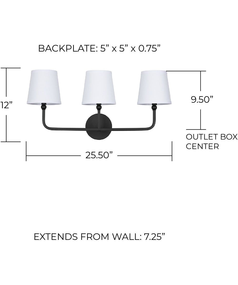 Dawson 3-Light Vanity Matte Black